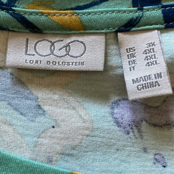LOGO Lori Goldstein Abstract Floral Short Sleeve Cotton Blend Dress Size 3X - Picture 5 of 10